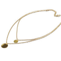 Simple Gold Infinite Charm, Double Layers Chain Sequins Pendant Necklace