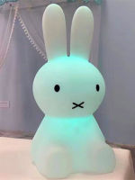 Cartoon Rabbit Night Light USB Rechargeable Girl Bedroom Decoration Lamp Colorful Remote Control Timing Table Lamp Birthday Gift