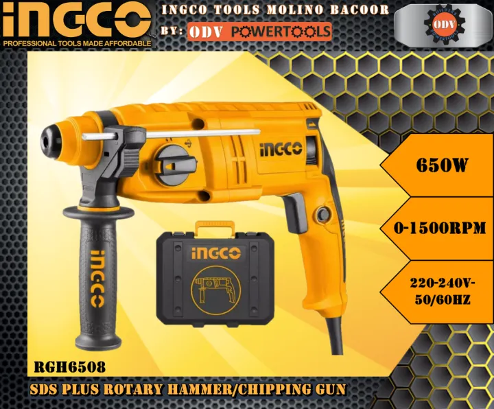 Ingco RGH6508 SDS Plus Rotary Hammer 650W with FREE GLOVES ODV