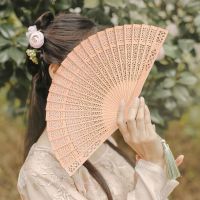 1PCS Original Wooden Hand Flower Bamboo Pocket Fan Decoracion Fiestas Chinese Japanese Folding Fan For Home Decor