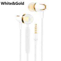 หูฟังแบบ In-ear สเตอริโอเบสชุบไฟฟ้าหูฟังมีสายพร้อมไมโครโฟนหูฟังโทรศัพท์โทรฟรีสำหรับ Android Ios