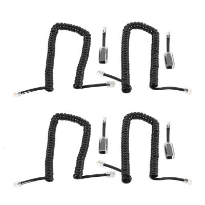 4x Black Coiled Telephone Handset Cord 1.1 Ft Coiled 4x Black Extended Rotatable Telephone Phone Cord Detangler Landline