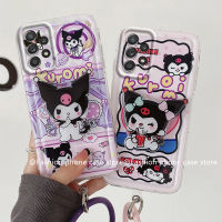 Phone Case เคส Samsung Galaxy A23 A33 A53 A73 A52s A52 A32 LTE 4G 5G ขายดีเคสโทรศัพท์ลายการ์ตูน Kuromi น่ารักพร้อมสร้อยข้อมือซิลิโคนเลนส์ป้องกันฝาปิดกันกระแทก2023