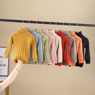 PHILOLOGY winter boy girl kid thick Knitted bottoming turtleneck shirts baby pure color high collar pullover sweater