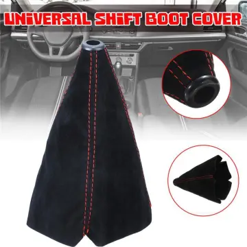 JDM Style Suede Leather Gear Shift Knob Boot Cover Shifter Lever Collars  for Universal Manual Car