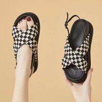 HOT★Platform Sandals Womens Summer 2022 New Open-toed Black Two-wear Flat-bottomed Beach Slippers Women Platform Shoes