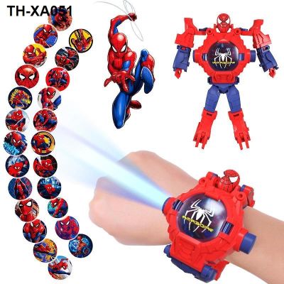 Spiderman deformation childrens electronic watch toy student projection cartoon transformation Manwe robot boy