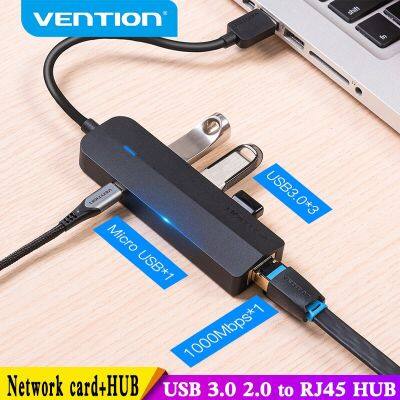 Vention USB อะแดปเตอร์อีเทอร์เน็ต USB 3.0 2.0ไปยัง RJ45กิกะบิตอีเธอร์เน็ตพอร์ตชาร์จกับไมโคร USB สำหรับเครือข่ายฮาร์ดดิสก์ฮับอีเทอร์เน็ต