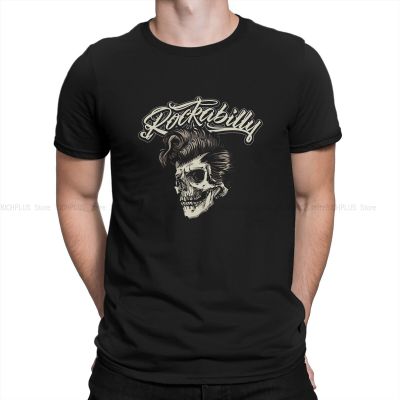 Rockabilly Skull Men Tshirt Rock Art Crewneck Tops T Shirt Funny Birthday Gifts