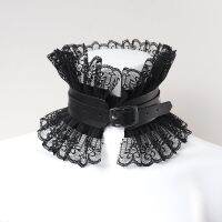 【LZ】✚∈  Preto PU Couro Edwardian Pescoço Chocker Lolita Gargantilha De Renda Traje De Halloween Gótico Dark Princess Collar Sexy