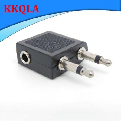 QKKQLA Nickel plated Air Plane dual 3.5mm Airplane socket Airline Headphone Mono Audio Converter Travel Jack Plug Splitter Adapter