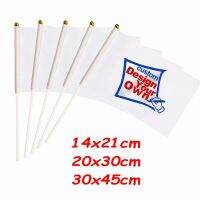 ZXZ 100Pcs Custom Hand Flag 14X21cm Hand Shaking Flag Print Buyers Company Logo or design election flag with plastic flagpole