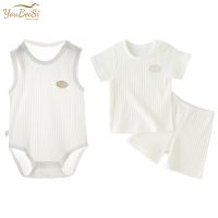 COD SDFGERTERTEEE Infant Ribbed Cotton T-shirt Shorts Clothes Set / Baby Boy Girl Bonesless Onesies Romper