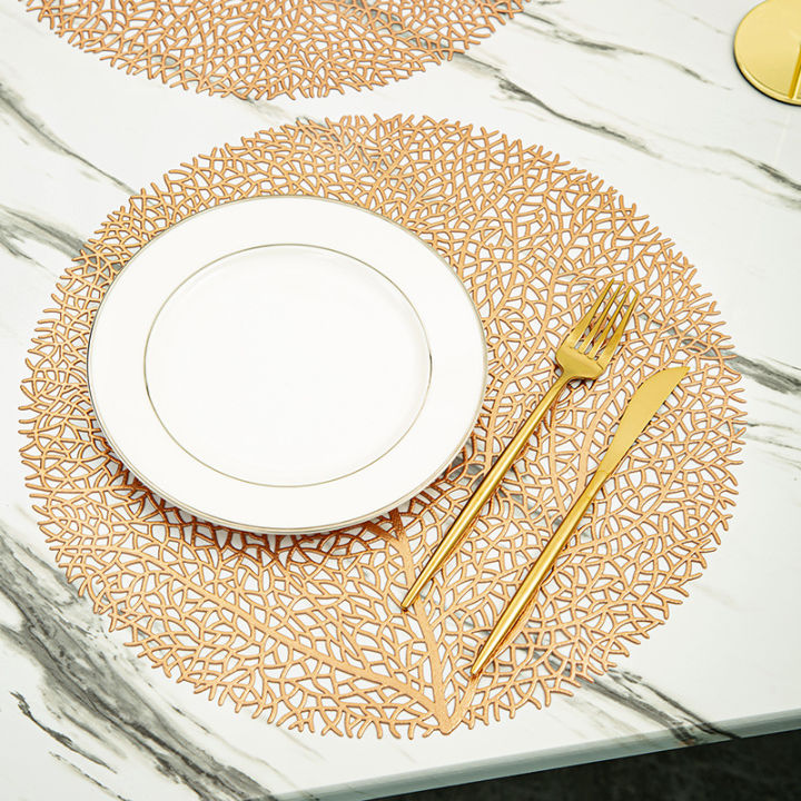 round-coral-nch-bronzing-placemat-restaurant-hollow-meal-mat-anti-hot-dining-table-line-mat-steak-plate-pad-table-decorate
