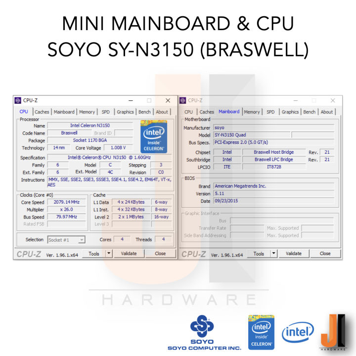 mainboard-with-cpu-soyo-sy-n3150-braswell-cpu-intel-celeron-n3150-1-6ghz-4-cores-4-threads-6-watts-tdp-passive-cpu-cooler-สินค้ามือสองสภาพดีมีฝาหลังมีการรับประกัน