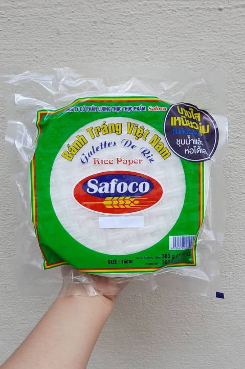 แผ่นแป้งสลัดโรล-ขนาด-300-กรัม-ไรซ์เปเปอร์-16-ซม-แผ่นกลม-safoco-brand-นำเข้าจากเวียดนาม-แผ่นแป้งห่อเปาะเปี๊ยะญวน