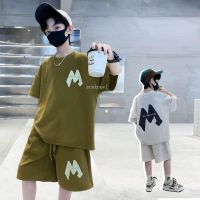 2pc Boys Clothes Set Summer Kids Short Sleeve Letter loose T-shirt Shorts Sport Casual Outfits Set for Teenage Boy Clothing