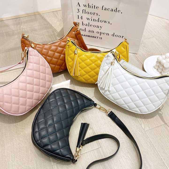 Classic Moon Shape Sling Bag in Quilted Pattern Lazada