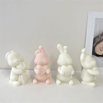 Hugging DIY Aromatherapy Plaster Soap Cartoon Rabbit Candle Mold