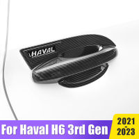 อุปกรณ์เสริมในรถยนต์สำหรับ Haval H6 3rd Gen 2021 2022 2023 GT DHT-PHEV ABS คาร์บอนมือจับประตูด้านนอกจับฝาครอบป้องกันตัดสติ๊กเกอร์