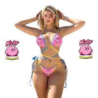 2023 New Anime Kirby Split Swimsuit Sexy Backless Swimsuit Love Buckle Bikini High Belt Chest Pad No Steel Support Girls