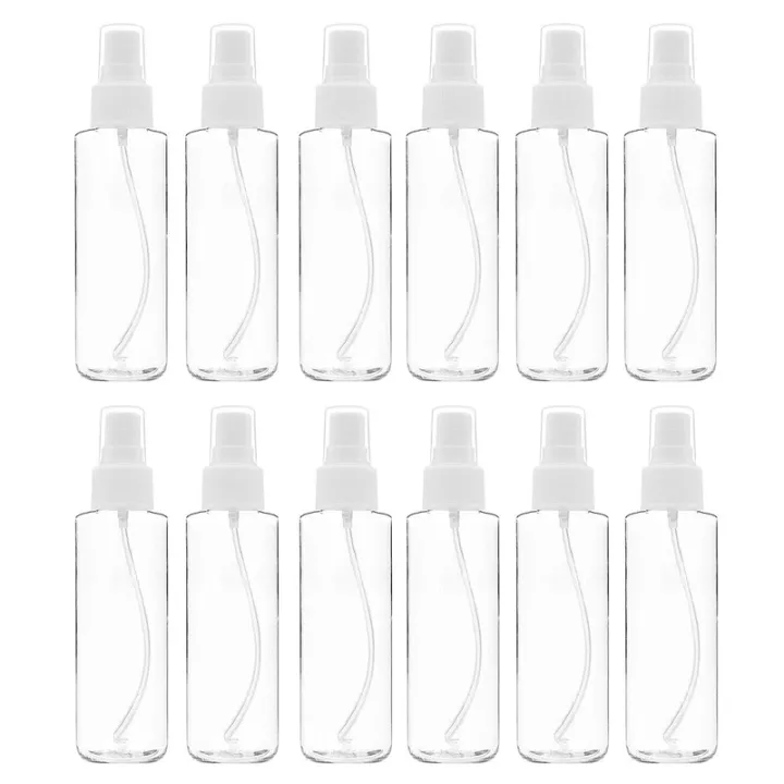 12 Pack Fine Mist Clear Spray Bottles 120 Ml (4 Oz) with Pump Spray Cap