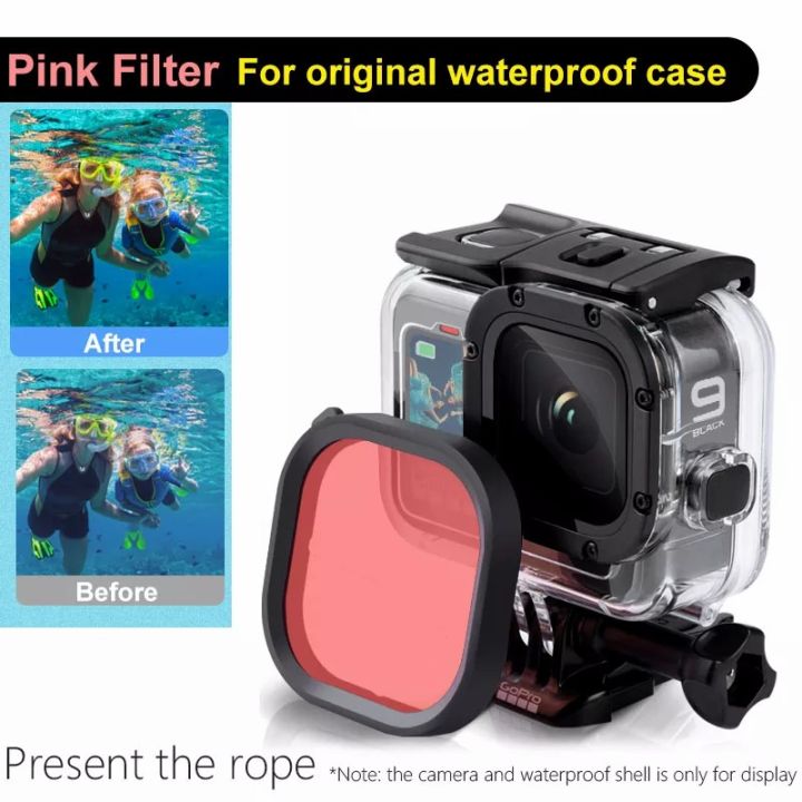 cod-filters-kit-magenta-snorkel-red-color-filter-for-gopro-hero-9-10-black-super-suit-original-housing-case-accessories