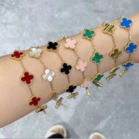 COD DSFDSFEEEE Korea gold-plated four leaf clover bracelet women jewelry best friend gift bracelet for women gelang tangan Wanita