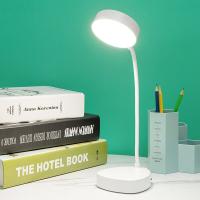 SAILNOVO ไฟ Led สามเกียร์ที่หรี่แสงแบบแตะไฟอ่านหนังสือหัวปลั๊กชาร์จ Usb ในแสงสีขาวหลอดไฟให้ความร้อน Pelindung Mata โคมไฟโต๊ะนักเรียน