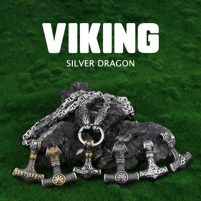 2021 New Fashion [316L Stainless Steel] Nordic Domineering Viking Dragon s Hammer Mens Pendant Necklace Jewelry Gift