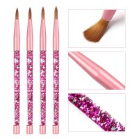 Crystal Acrylic Nail Art Brush UV Gel Carving Pen Brush Glitter Liquid Handle Gel Builder Manicure Brush Drawing Tools Size Artist Brushes Tools