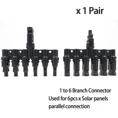 Hot Selling 6 To 1 T Branch Connector, Solar Panel Connector Cable Splitter Coupler 1 Male To 6 Female (M/6F) And 1 Female To 6 Male (F/6M)