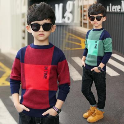 Boys boys round collar sweater, childrens knitwear.