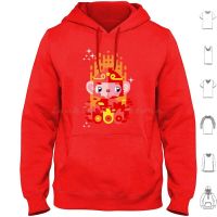 Fire Monkey Year Hoodie cotton Long Sleeve Monkey Ape Primate Firemonkey Fire Flame Cute Kawaii Lunar Newyear Celebration