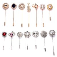 Rinhoo Vintage Pearl Crystal Lapel Pins Women Men Suit Pin Brooch Simple Rose Flower Ginkgo Leaves Brooches Pins Coat Scarf Pin