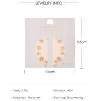 Fashion Small Fresh 6 Pairs Of Geometric Flowers Shell Combination Earrings Simple Wild Female Student Set Ear Jewelry