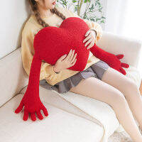 50*40ซม. Creative Ins รูปพิเศษ Red Love Heart Plush โยนหมอน Kawaii Hearts แขนยาวโซฟาเบาะ Decor Lover Gift