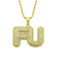 [COD] European and hip-hop trendy street personality pendant Mens exaggerated diamond-encrusted English letter necklace