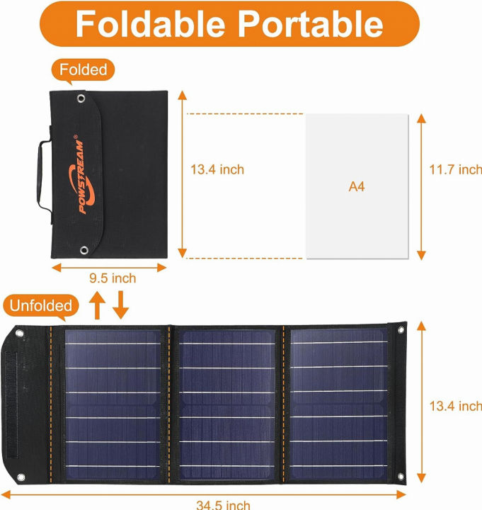 powstream-30w-portable-foldable-solar-panel-with-qc3-0-usb-ports-amp-changeable-10-in-1-dc-head-for-power-station-generator-cell-phone-ipad-laptop-outdoor-camping-rv-trip-home-energy-conservation