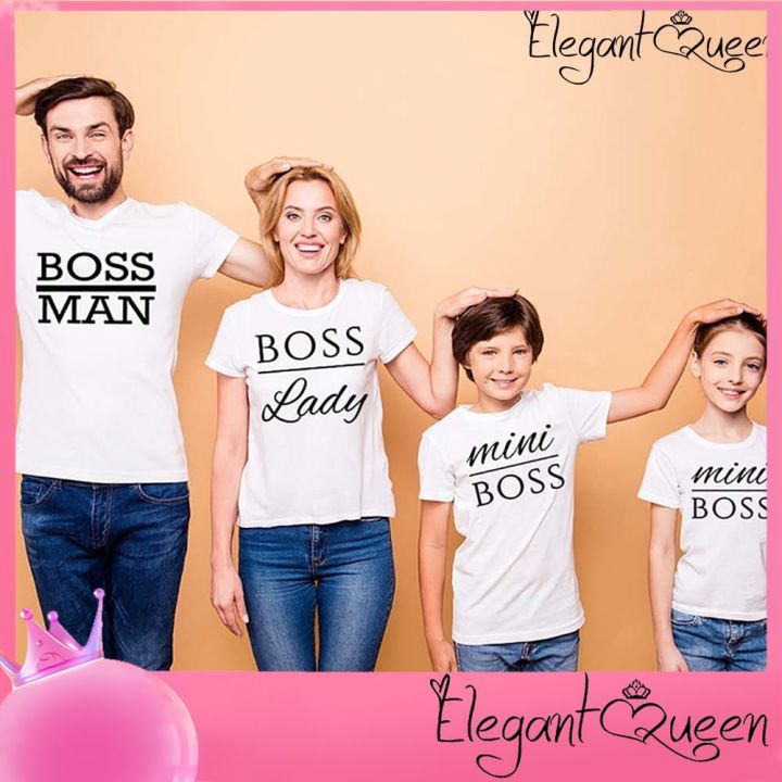 สง่างาม-queen-boss-man-boss-ขนาดเล็กของผู้หญิง-boss-สำหรับครอบครัวพ่อแม่เด็ก-t-เสื้อแม่พ่อเสื้อยืด-babe