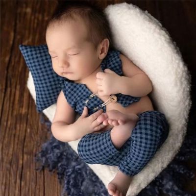 卐☬ jiozpdn055186 Baby Boys Little Gentleman Clothing Calças Compridas E Hat Set Para Recém-nascidos Fotografia Props Photo Studio Costume Outfit
