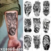 Waterproof Temporary Tattoo Sticker Flower Lion Tiger Wolf Crown Body Art Arm Fake Tattoos King Animal Tattoo For Men Women Stickers