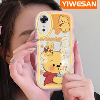 เคส JIUMOO สำหรับ A17 OPPO เคส A17K กระแสแฟชั่นเหลืองลายหมีหวานดีไซน์ด้านข้างใหม่เคสฝาปิดเลนส์สีกล้องเคสนิ่มใส่โทรศัพท์บางป้องกันเคสกรอบกันกระแทก