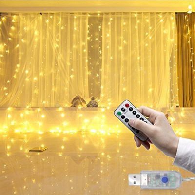 3M X 3 M LED Christmas Lights Garland Curtain Lamp Remote Control USB String Light Navidad Xmas Decor for Home Bedroom Window