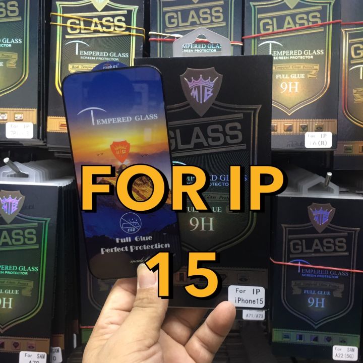 ไอโฟน-ip-15-15-15pro-15promaxไอโฟน-ฟิล์มกันรอย-ฟิล์มกันรอยหน้าจอ-ฟิล์มกระจกนิรภัยกันรอย-แบบใส-เต็มจอ-ขอบดำ-full-glue-black