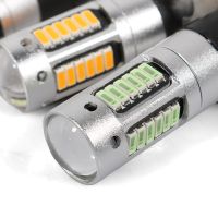 ‘；【。 NHAUTP 2Pcs H3 LED Car Fog Lamp DRL White Amber Bulbs 4014 30-SMD Auto Daytime Running Lights 600LM 12V