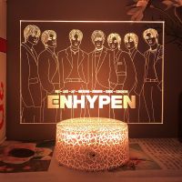 Kpop Star Team Enhypen Figure Night Light Custom Member Statues Acrylic Stands Led Lamp Bedroom Fans Room Decor Holiday Gift