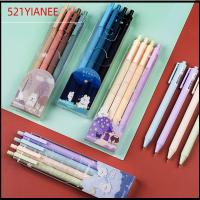 521YIANEE 4Colors/Set ประเภทกดกด ปากกาเจล เครื่องเขียนสเตชันเนอรี หมึกสี0.5มม. เครื่องมือสำหรับเขียน ที่มีคุณภาพสูง การอบแห้งอย่างรวดเร็ว ปากกาที่เป็นกลาง ของขวัญสำหรับนักเรียน