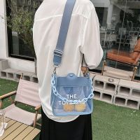 【YF】 New 2023 Transparent Fresh Small Square Bag Womens Fashion PVC Shoulder Chain Handheld Crossbody Purses and Handbags