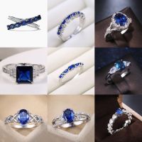 CAOSHI Trendy Women Finger Rings Blue Crystal Zirconia Accessories for Party Delicate Design Daily Wearable Jewelry Dropshipping